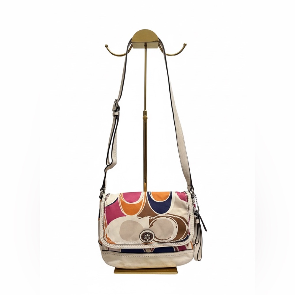 Coach Poppy Optic Signature Multi-Color Penny Flap Crossbody Bag Y2K 2013